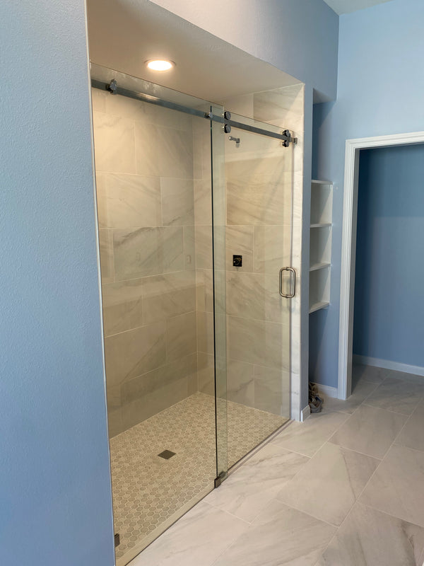 Frameless Shower Glass Door Wheel Sliding Door Set