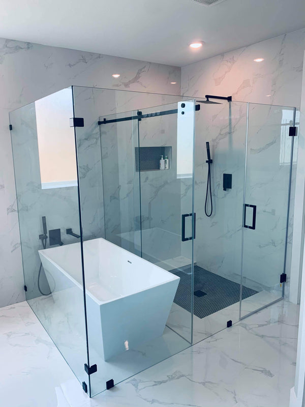 Frameless Shower Glass Door Wheel Sliding Door Set
