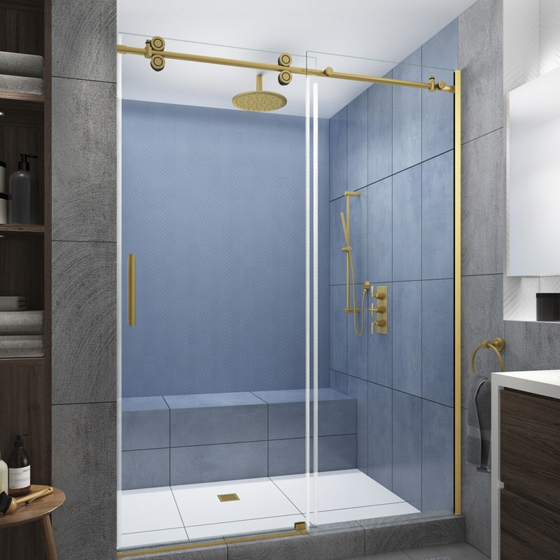 Frameless Shower Glass Door Wheel Sliding Door Set